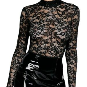 Black Level Vinyl Dress with Lace - M