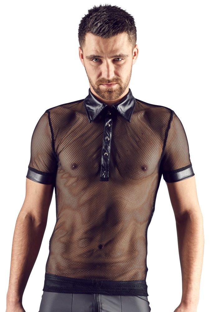 Síťované pánské tričko s límečkem a krátkými rukávy 21603661701 - XL