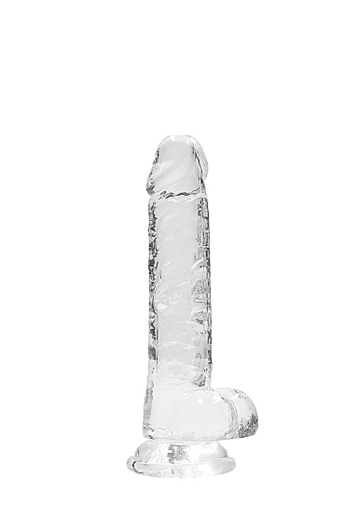 RealRock Gelové dildo Crystal Clear 6 dildo s přísavkou a varlaty 17 x 3