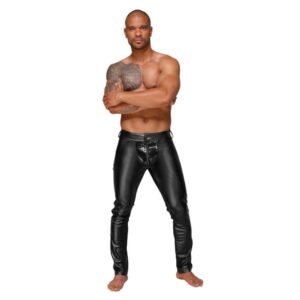 Kalhoty Noir HANDMADE with PVC pleats - XL