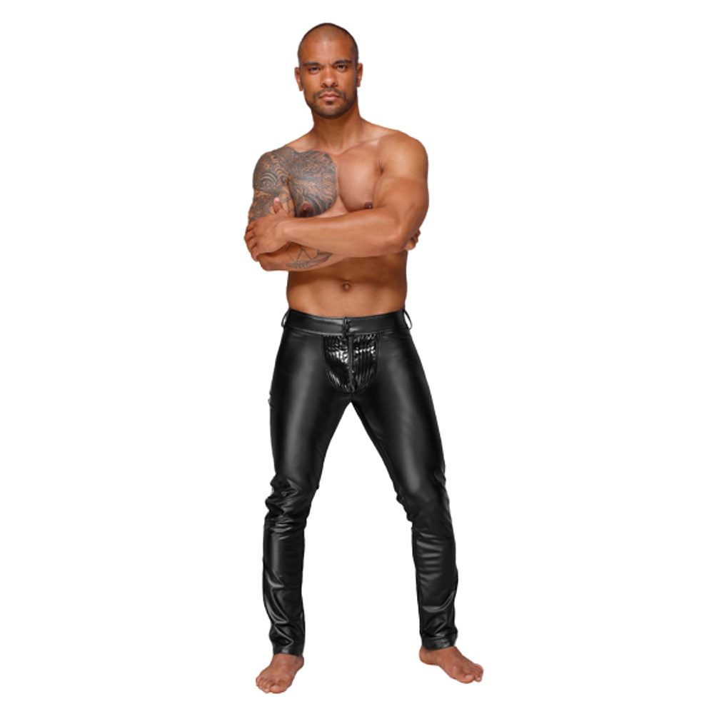 Kalhoty Noir HANDMADE with PVC pleats - XL